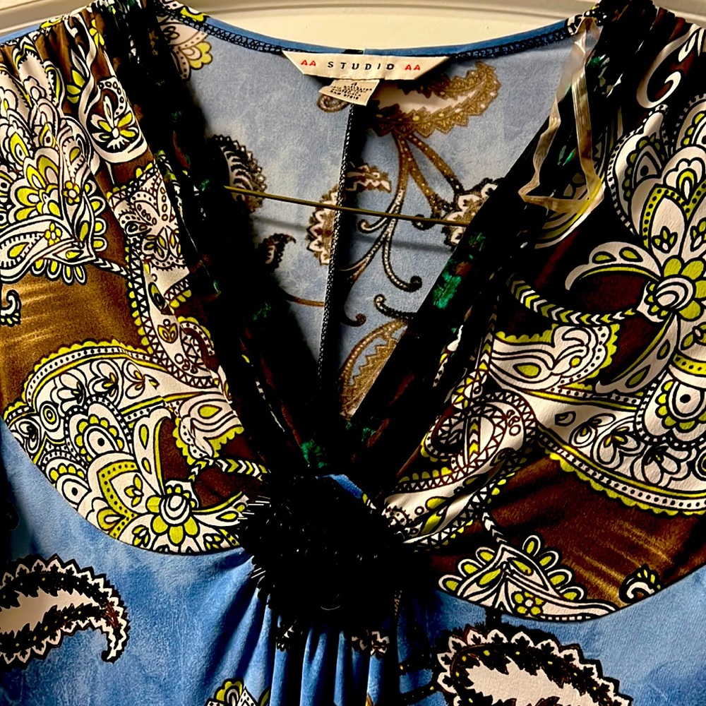 Dress size 4, multi color cream/tan/blk/blue/lime
